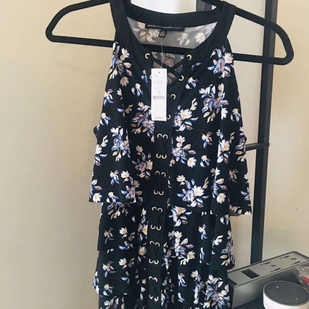 White House blackmarket lace up tiered top